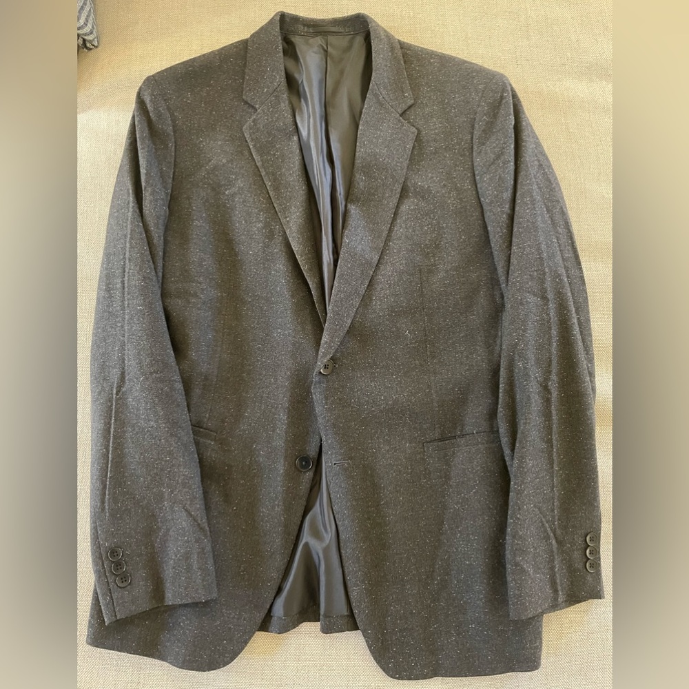 Theory KRIS SATELLITE Fleck Wool Blend Blazer in Smoke Black 42 R $595